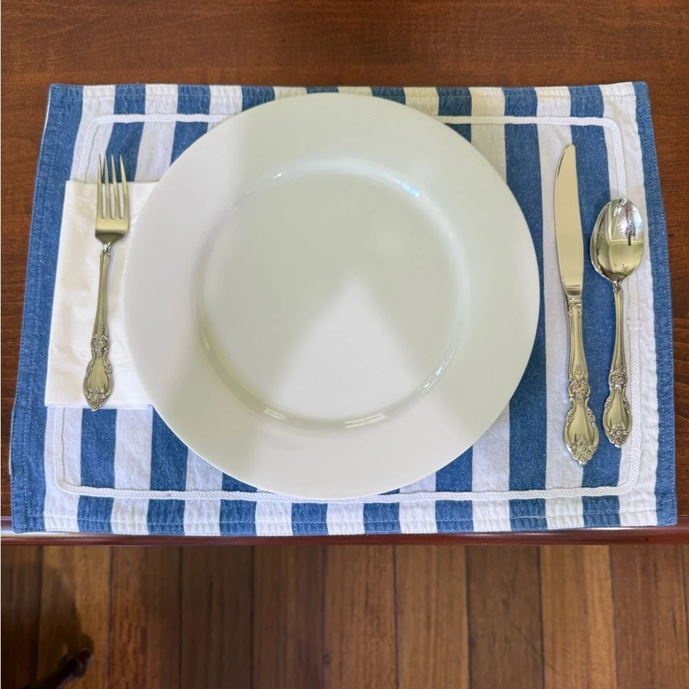 Sur La Table 4-13x18-Blue/White Striped Placemats❗️